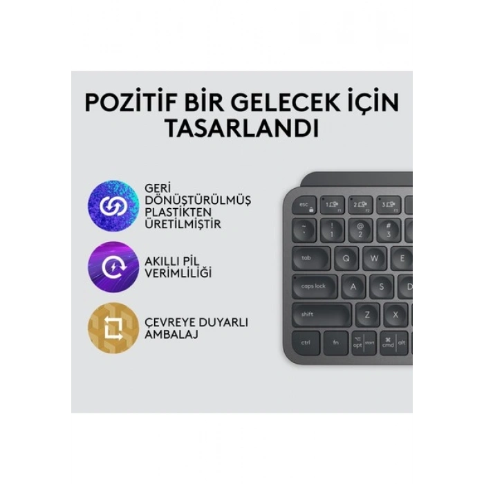 Logitech MX Keys Mini Minimalist Kablosuz Bluetooth Aydınlatmalı Türkçe Q Klavye - Siyah