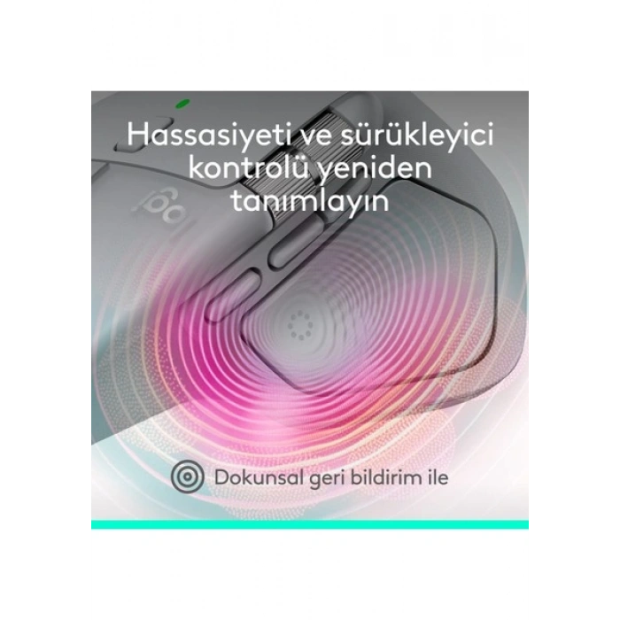 Logitech Mx Master 4 Dokunsal Geri Bildirim Özellikli 8000 Dpı Optik Sensörlü Sessiz Kablosuz Bluetooth Mouse, Açık Gri