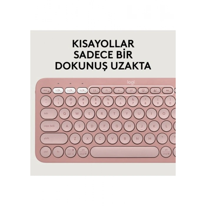 Logitech Pebble 2 Set Çoklu Cihaz Özellikli Sessiz Kablosuz Türkçe Q Klavye ve Mouse Seti - Pembe