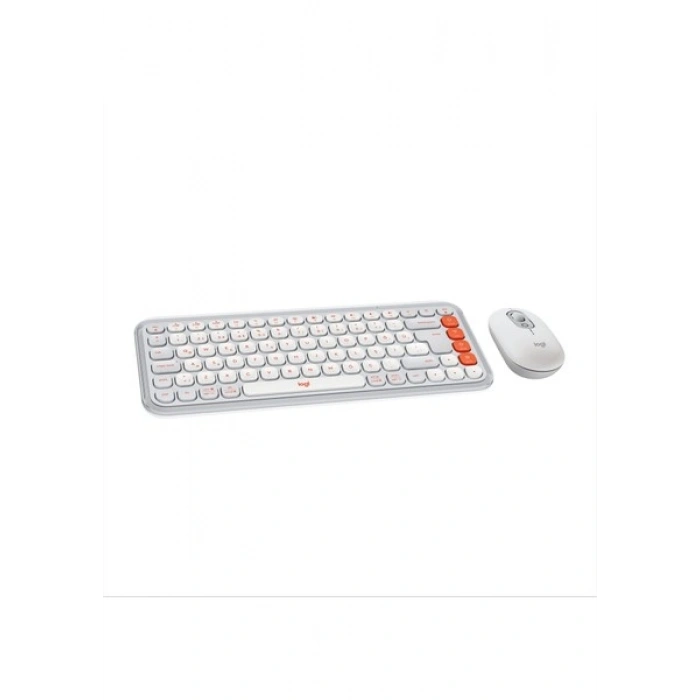 Logitech Pop Icon Kablosuz Bluetooth Sessiz Türkçe Q Klavye ve Mouse Seti, Beyaz