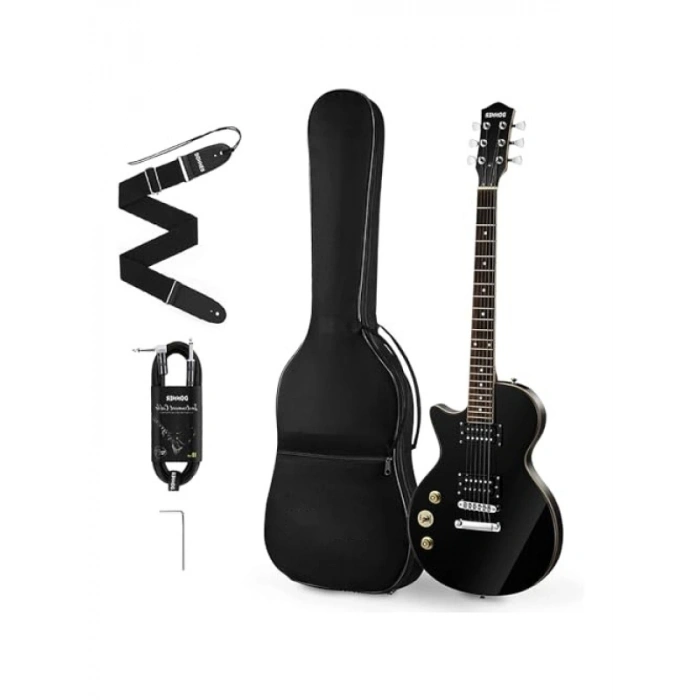 LP Elektro Gitar Paketi - Ihlamur Gövde, Siyah Renk