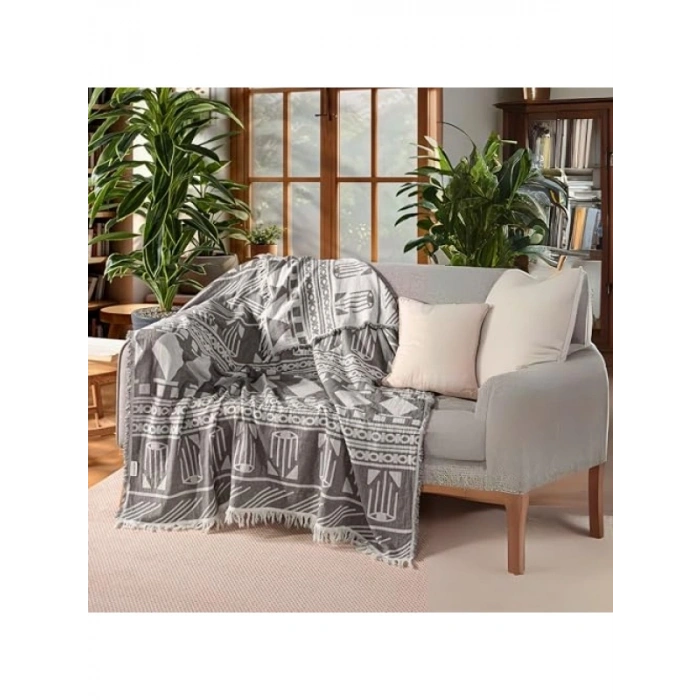 Lüks %100 Pamuk Koltuk Şalı, 130x170 cm