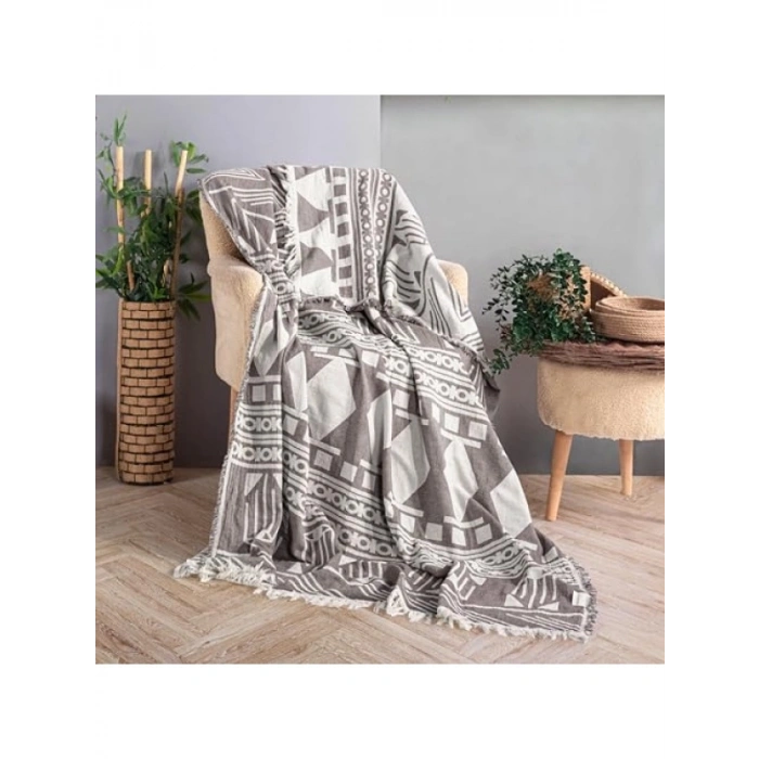 Lüks %100 Pamuk Koltuk Şalı, 130x170 cm