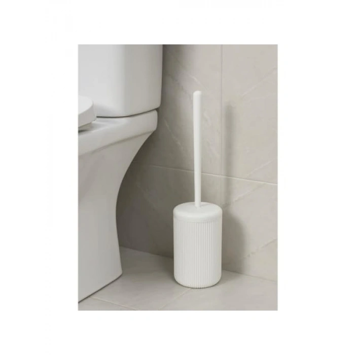 Lüks Beyaz-Siyah Çizgili Tuvalet Fırçası Seti