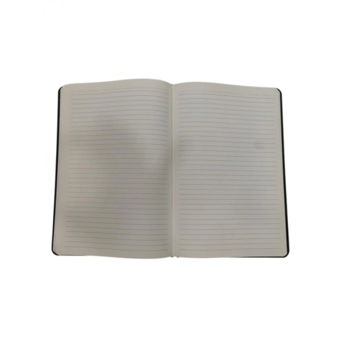 Lüks Deri Kapaklı Çizgili Defter - Kırmızı