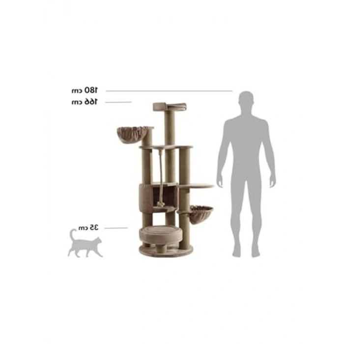 Lüks Kedi Tırmalama ve Dinlenme Ağacı, Bej Renkli