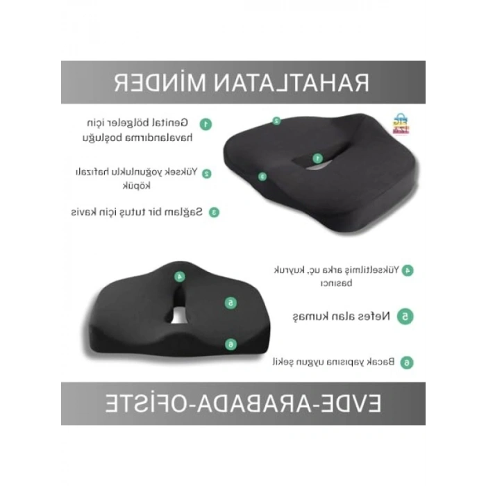 Lüks Ortopedik Visco Oturma Minderi - Siyah