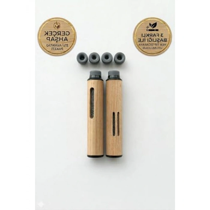 Lüks Sigara Tutucu Küllük Seti, 2 Adet Kayın Ağacı