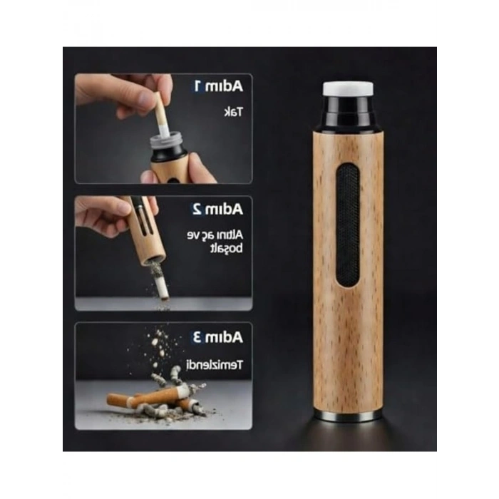 Lüks Sigara Tutucu Küllük Seti, 2 Adet Kayın Ağacı