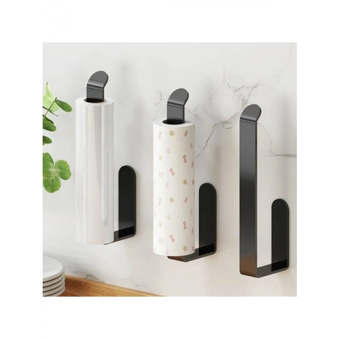 Lüks Tasarım Siyah Yapışkanlı Peçetelik - Banyo için