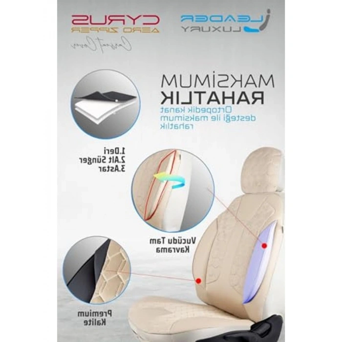 Lüx Deri Oto Koltuk Kılıfı, Hyundai Kona Uyumlu