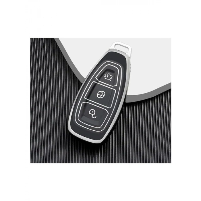 Lüx Ford Araba Anahtarlık Kılıfı - Siyah ve Gümüş