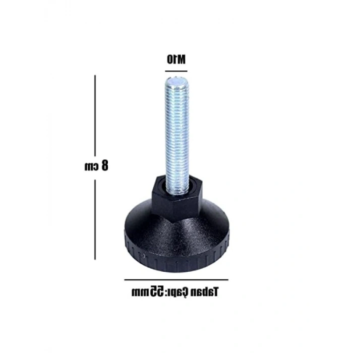 M10 Ayak, 55 mm, Siyah, Vidayla Tutturulan Profil Ayağı