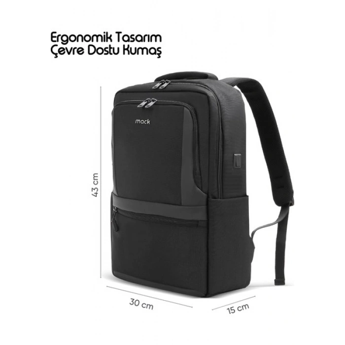 Mack MCE-1202 15.6 OFFICE Pro-1 Eco Notebook Sırt Çantası Siyah