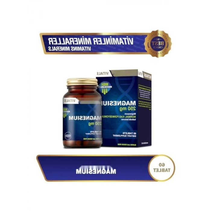 Magnesium Takviye Edici Gıda, 250 mg, 60 Tablet