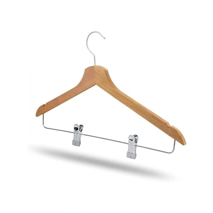 Mandallı Ahşap Elbise Askısı Seti (6 Adet)