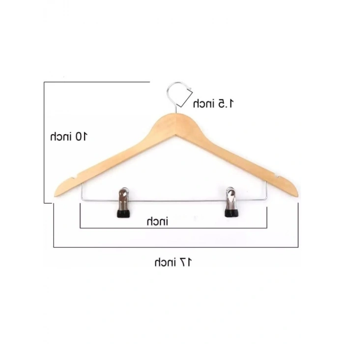 Mandallı Ahşap Elbise Askısı Seti (6 Adet)