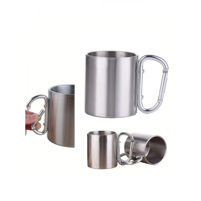 Mandallı Alüminyum Kahve Kamp Bardağı, 180 ml Kapasiteli