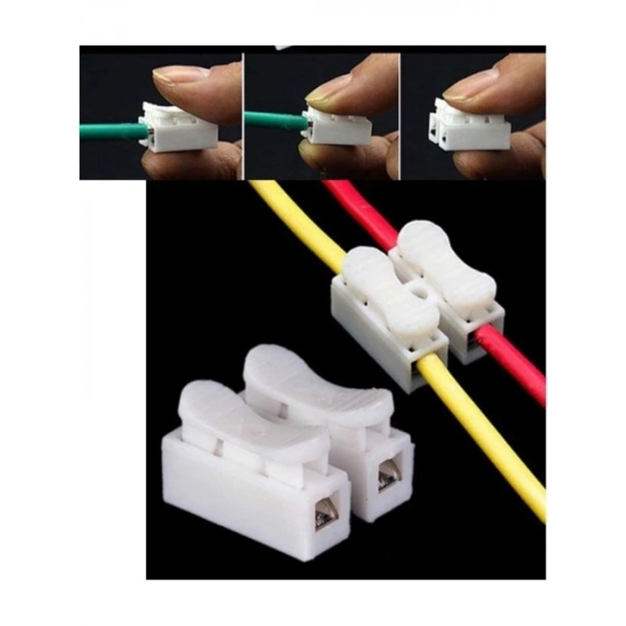 Mandallı Vidasız Kablo Klemens - 2 Pinli 10lu Paket