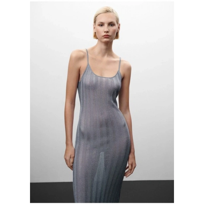 Mango Açık Sırtlı Lurex Elbise