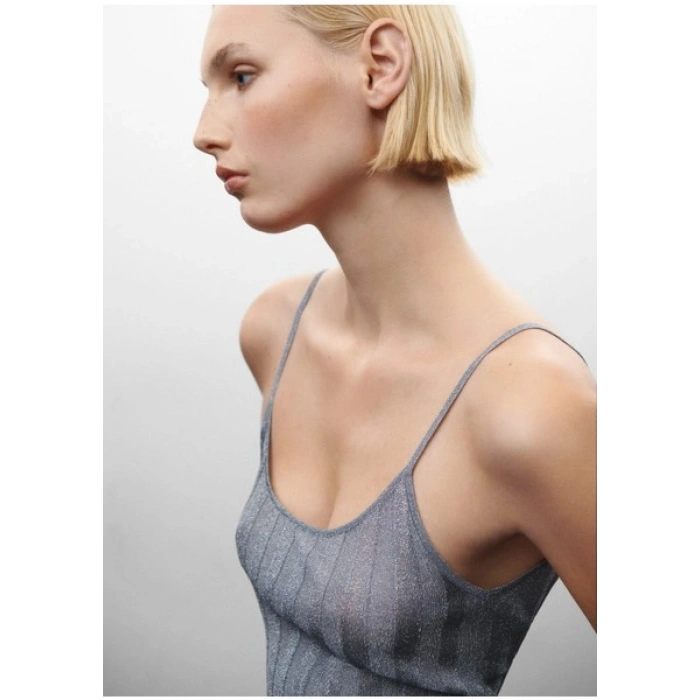 Mango Açık Sırtlı Lurex Elbise