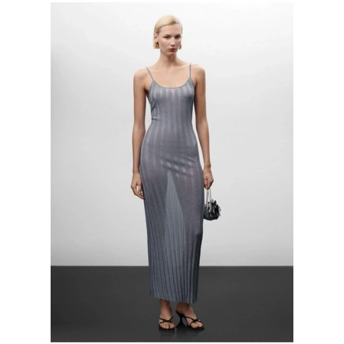 Mango Açık Sırtlı Lurex Elbise