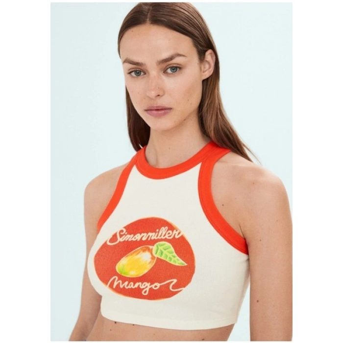 Mango Baskılı Askılı Kısa Üst
