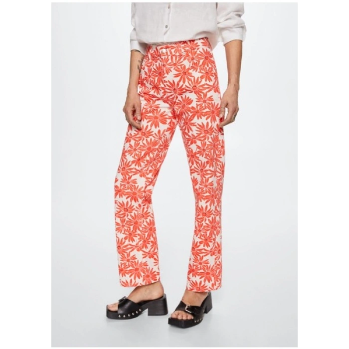 Mango Baskılı düz jean pantolon