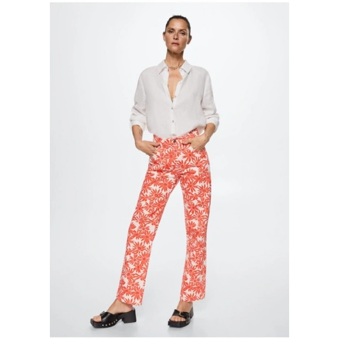 Mango Baskılı düz jean pantolon