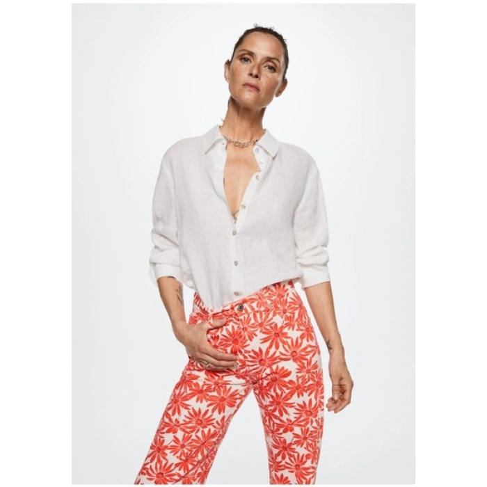 Mango Baskılı düz jean pantolon