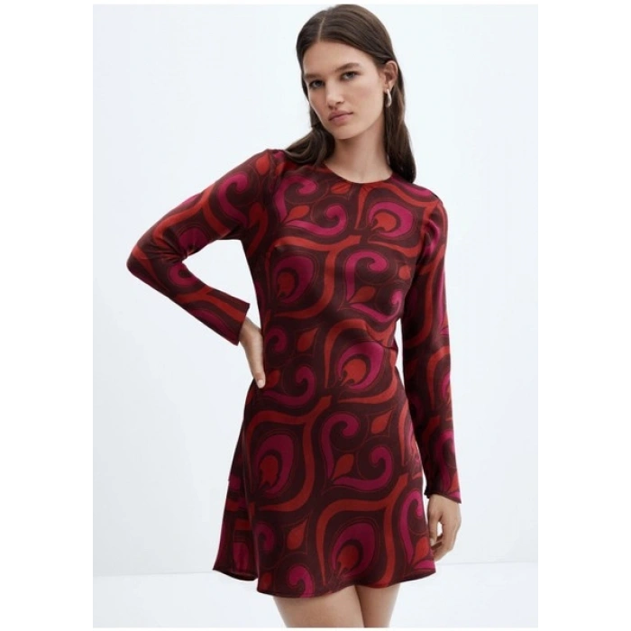 Mango Baskılı Kısa Elbise