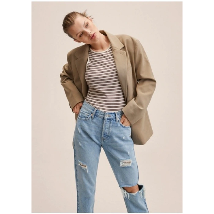 Mango Dekoratif Yırtıklı Bol Paça Jean