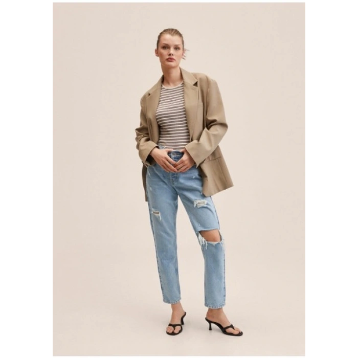 Mango Dekoratif Yırtıklı Bol Paça Jean