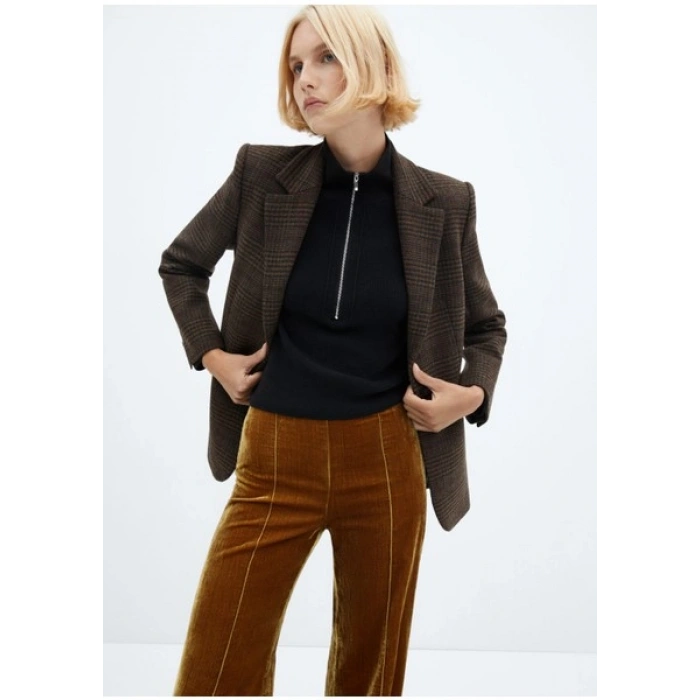 Mango Dikiş Detaylı Kadife Pantolon