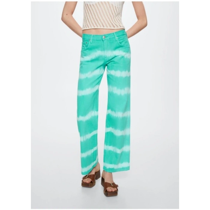 Mango Geniş bacak batik jean pantolon
