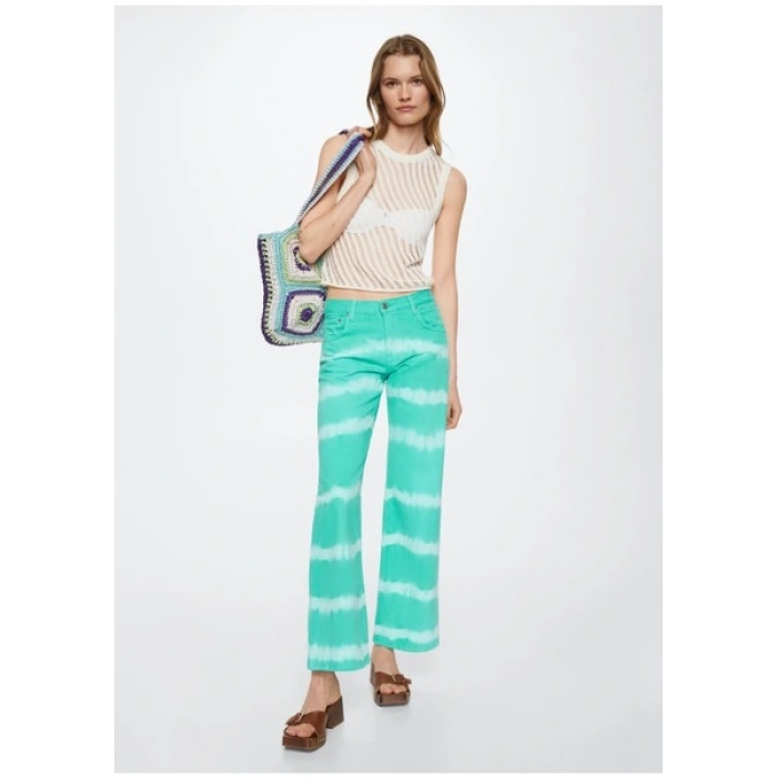 Mango Geniş bacak batik jean pantolon