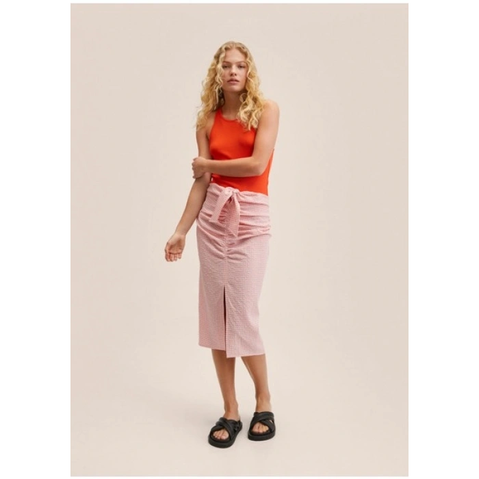 Mango Gingham Pileli Etek
