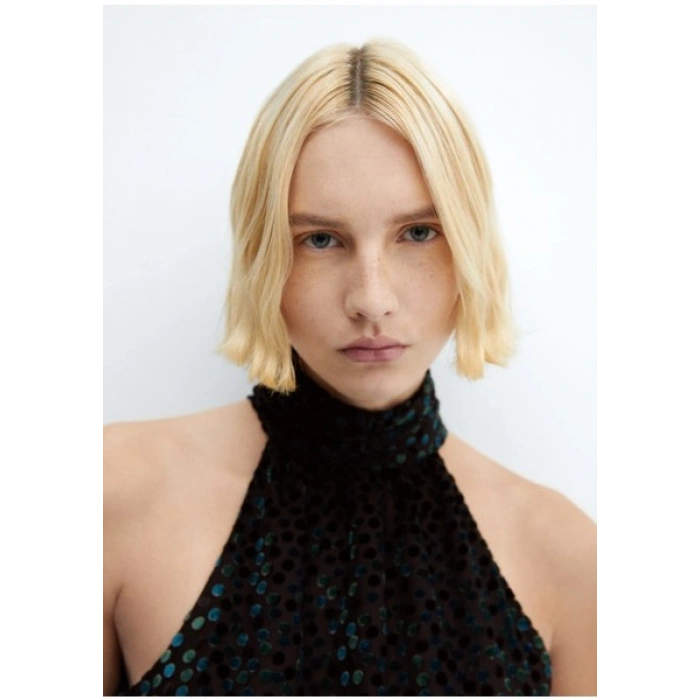Mango Halter Kadife Elbise