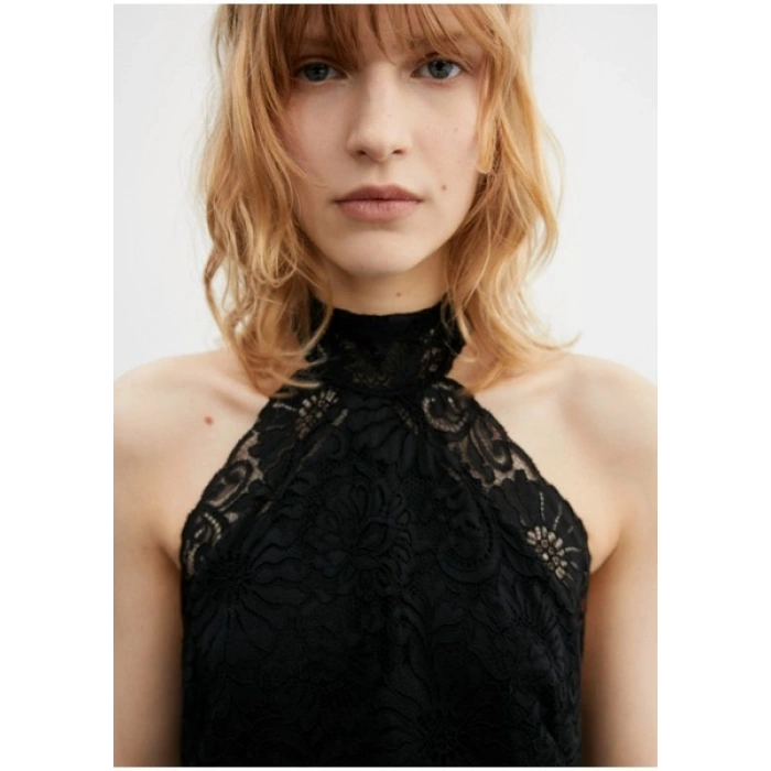 Mango Halter Yaka Dantel Elbise