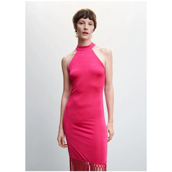 Mango Halter Yaka Püsküllü Elbise