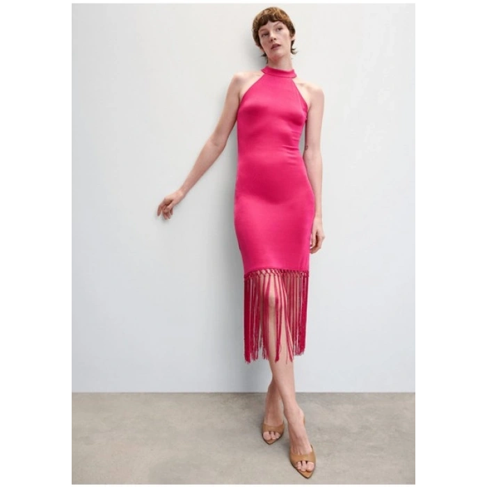Mango Halter Yaka Püsküllü Elbise