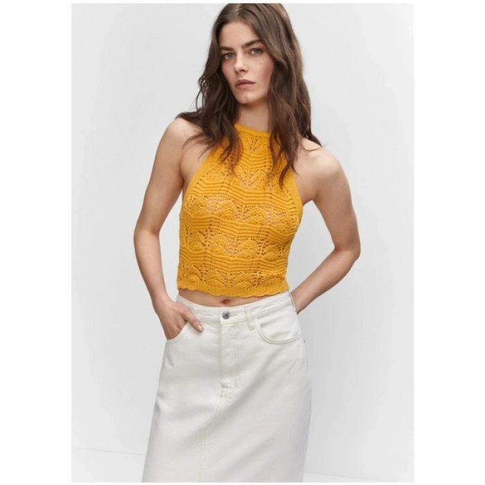 Mango Halter Yaka Tığ İşi Üst