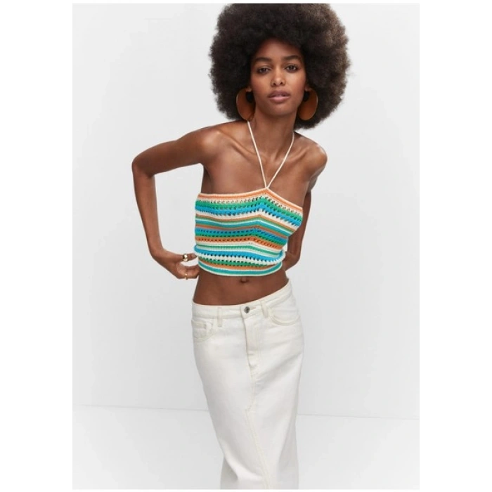 Mango Halter Yaka Tığ İşi Üst