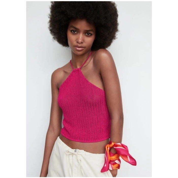 Mango Halter Yaka Tığ İşi Üst