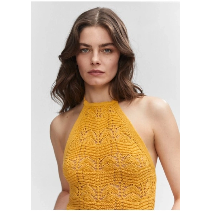 Mango Halter Yaka Tığ İşi Üst