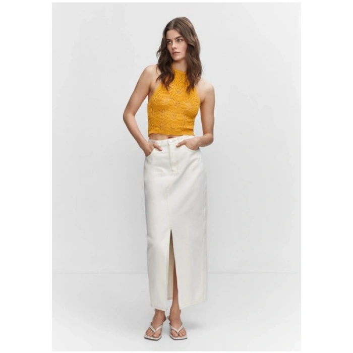 Mango Halter Yaka Tığ İşi Üst