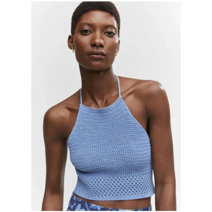 Mango Halter Yaka Tığ İşi Üst