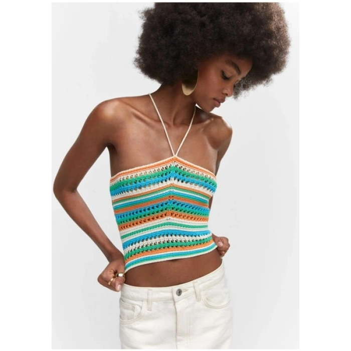 Mango Halter Yaka Tığ İşi Üst