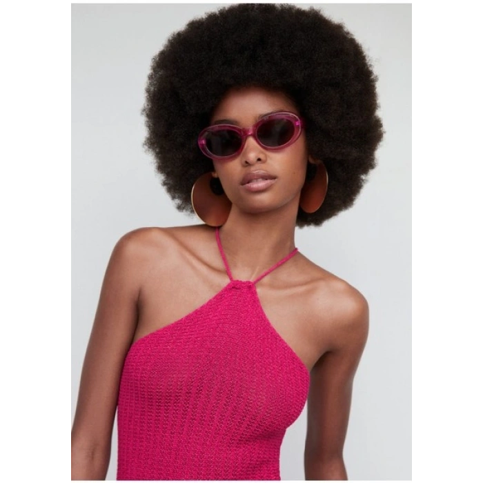 Mango Halter Yakalı Tığ İşi Elbise