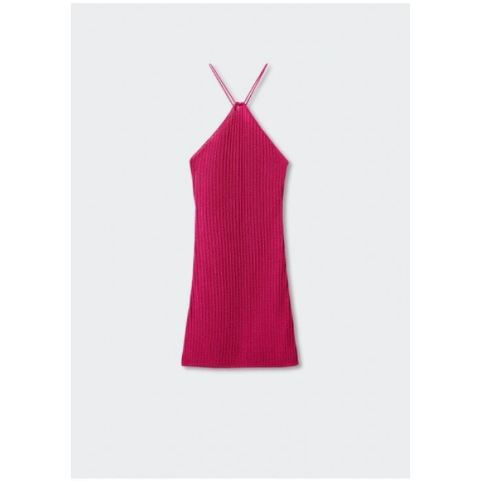 Mango Halter Yakalı Tığ İşi Elbise